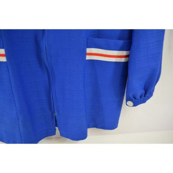 Vintage Trade Coat or Dress Blue with White and Red Stripes Zip Up - Picture 3 of 10